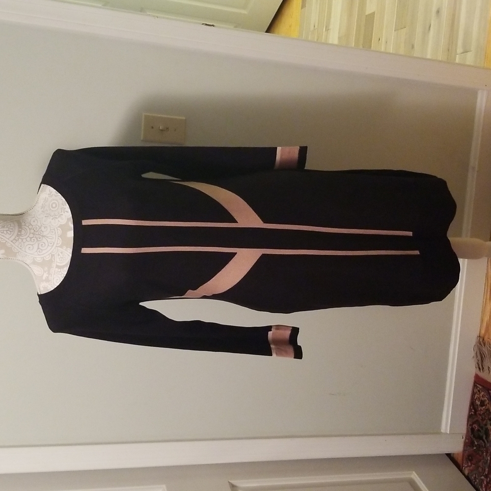 Midi Dress Black/Tan Ribbed